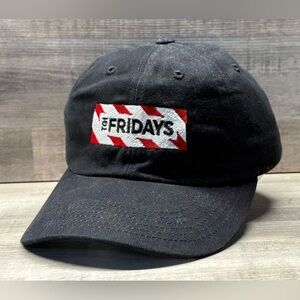 TGI FRIDAYS ADJUSTABLE STRAPBACK BASEBALL HAT CAP BLACK EMPLOYEE UNIFORM WORK